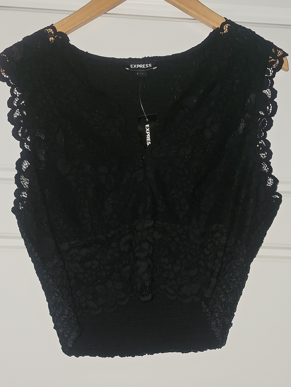 Express Women's Black Lace Sleeveless Top